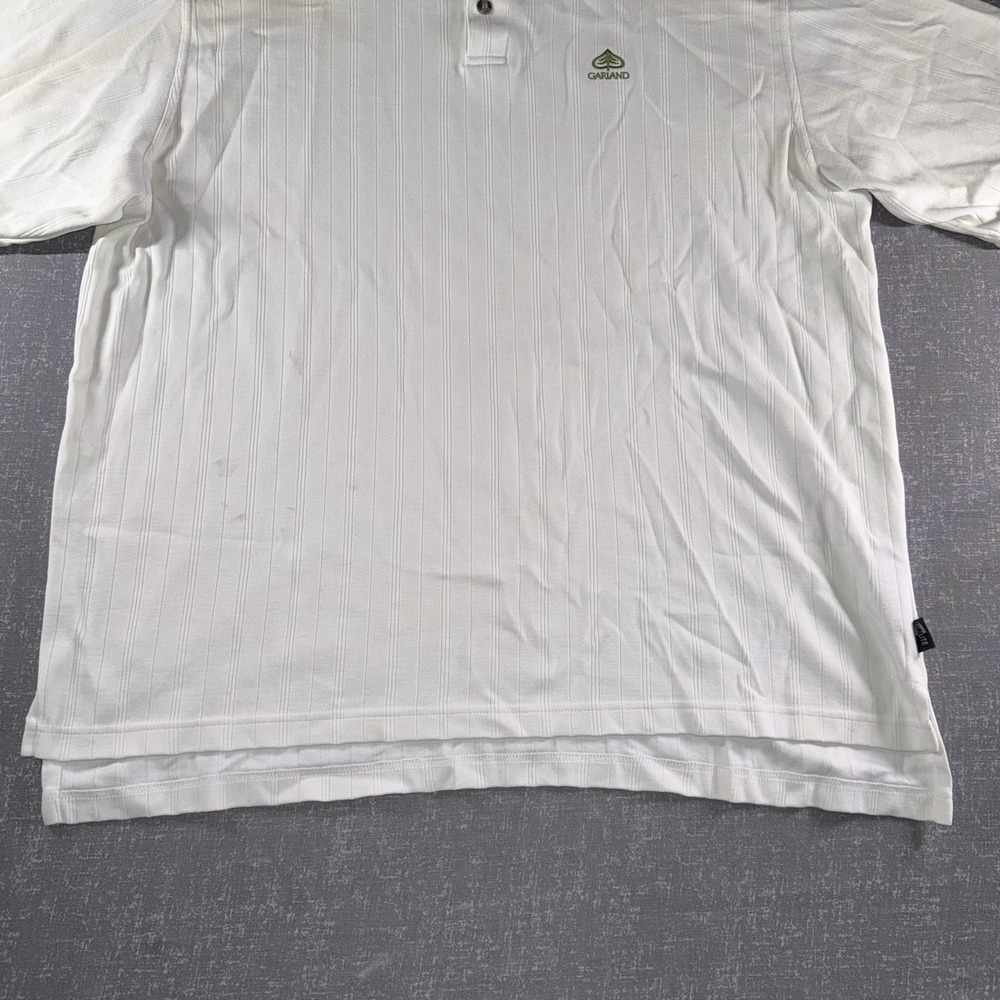 Adidas Garland Golf Polo Shirt Mens XL White Climalite Striped Performance - Picture 4 of 10